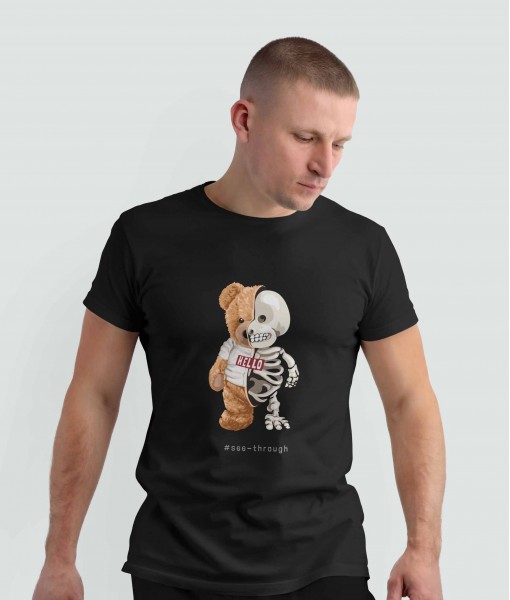 Мъжка тениска с щампа Мечета Fashion HELLO bear